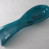 SR12178 - Peacock Blue/White Streaky with Clear Large Spoon Rest