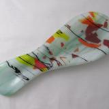 SR12182  - Lt. Green and White Steaky with "Autumn" Collage Small Spoon Rest