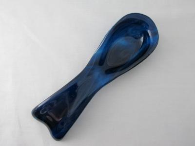 SR12172 - Copper Blue/White Streaky with Clear Large Spoon Rest