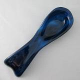 SR12172 - Copper Blue/White Streaky with Clear Large Spoon Rest