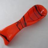 SR12175 -  Orange with Black Streamers Large Spoon Rest