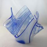 VO2416 - Blue & White Streaky Baroque Lotus Votive Holder