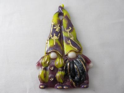 TO22131 - Purple & Gold "Viking" Gnome Couple Christmas Tree Ornament