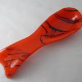 SR12176 - Orange with Black Streamers Large Spoon Rest