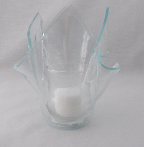 A glass vase with a white background