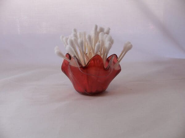 Sunset Coral w/White Streamers Q-Tip Holder - Image 3