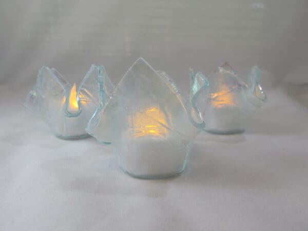 Frosted Krinkle, Iridized Tea Light Holder - Image 3