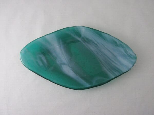 Emerald Green & White Wispy Diamond Relish Dish - Image 2