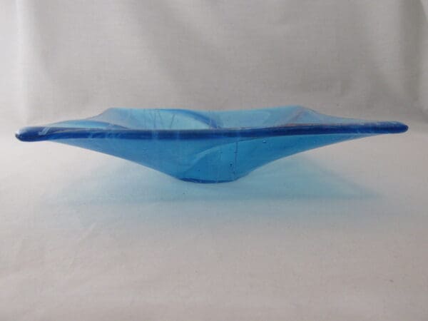 Lt. Turquoise Blue, IR & White Streamers Square Twist Bowl - Image 3