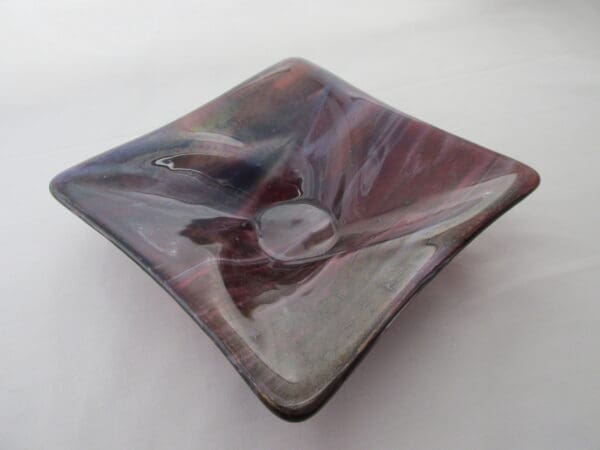 Cranberry Pink, Royal Blue, Spring Green Streaky Square Twist Bowl - Image 3