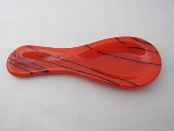 Orange with Black Streamers Small Spoon Rest - Image 2