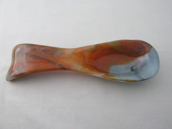 Deep Forest Green & Orange Streaky Large Spoon Rest - Image 2