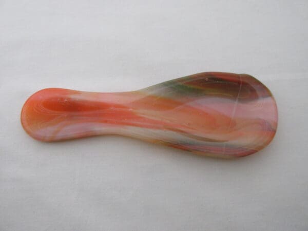 Deep Forest Green & Orange Streaky Small Spoon Rest - Image 2