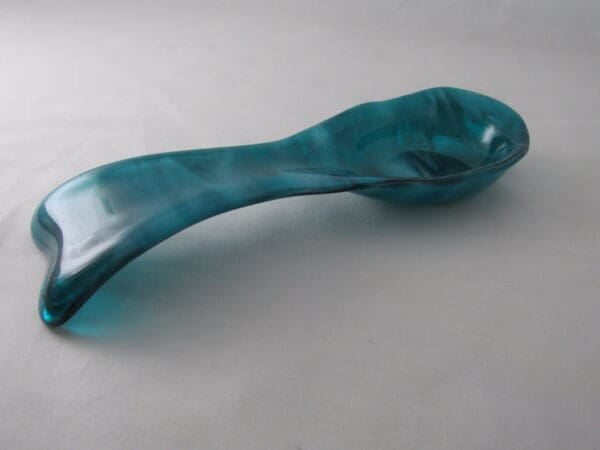 Peacock Blue/White Streaky with Clear Large Spoon Rest - Image 2