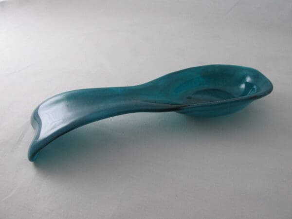 Peacock Blue/White Streaky with Clear Large Spoon Rest - Image 2