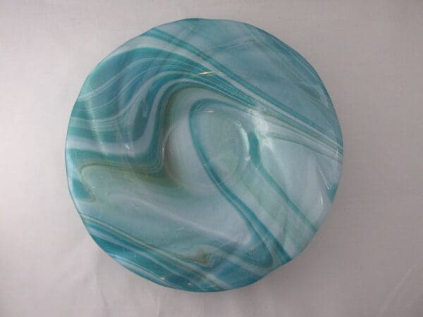 Peacock, White & Mint Swirl Bowl - Image 2