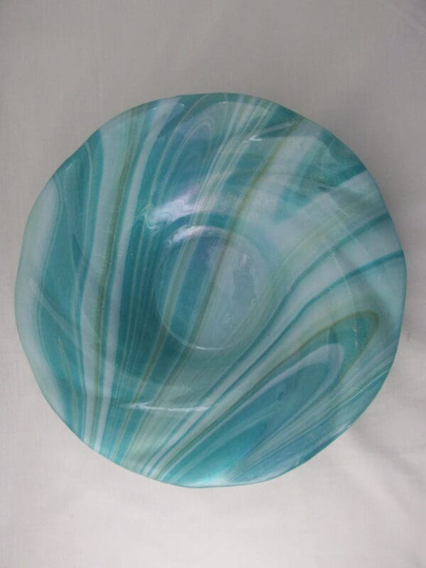 Peacock, White & Mint Swirl Bowl - Image 2