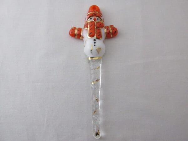 Large Snowman Ornament- Orange/Black - Image 2