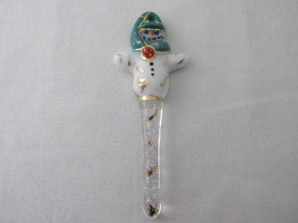 Small Snowman Ornament - Teal Green/Orange - Image 2