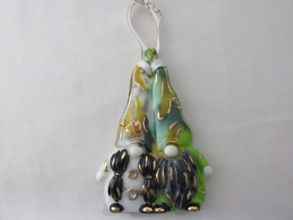 White & Green Camo Gnome Couple Christmas Tree Ornament - Image 3