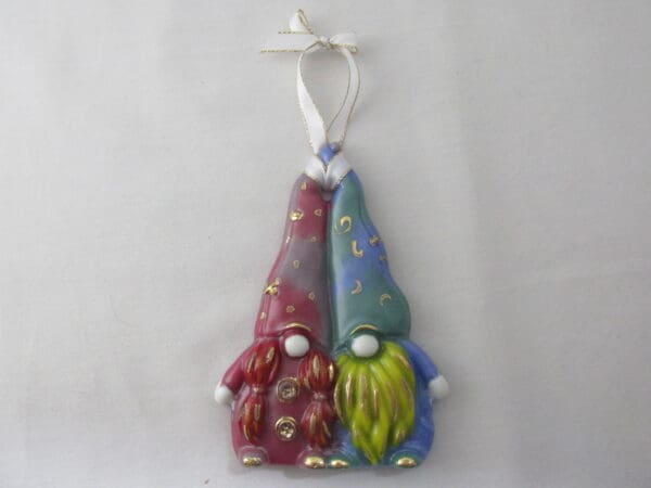 Pink/Purple & Blue/Green Gnome Couple Christmas Tree Ornament - Image 3