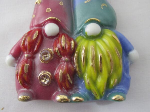 Pink/Purple & Blue/Green Gnome Couple Christmas Tree Ornament - Image 2