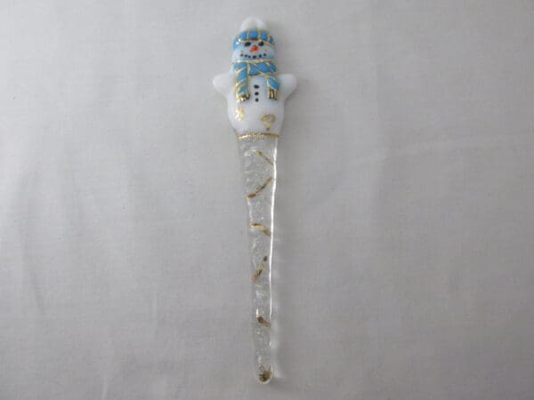 Tassel Scarf Snowman Ornament - Lt Cyan Blue - Image 3