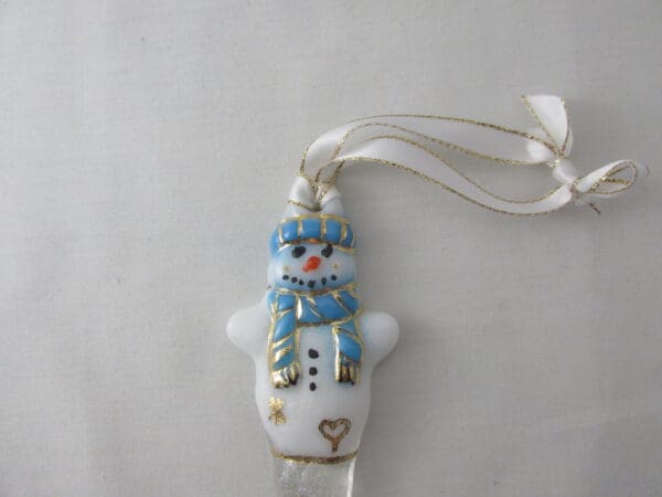 Tassel Scarf Snowman Ornament - Lt Cyan Blue - Image 2