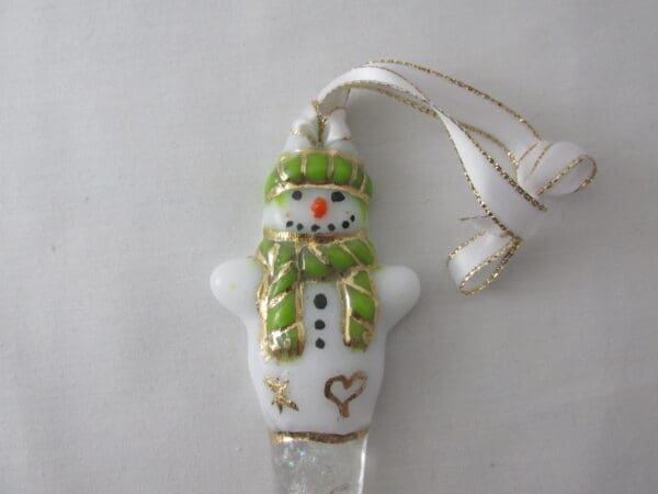 Tassel Scarf Snowman Ornament - Spring Green - Image 3