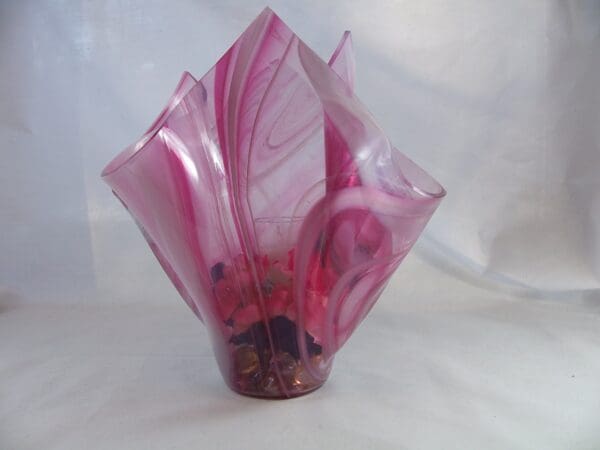 Peppermint Pink & White Baroque Centerpiece Vase - Image 2