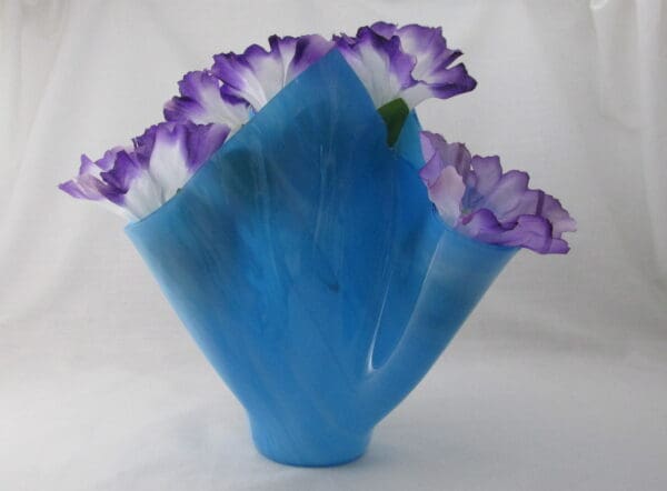 Sky Blue & White Streaky Centerpiece Vase - Image 2