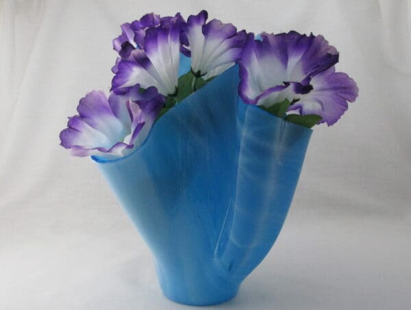 Sky Blue & White Streaky Centerpiece Vase - Image 4