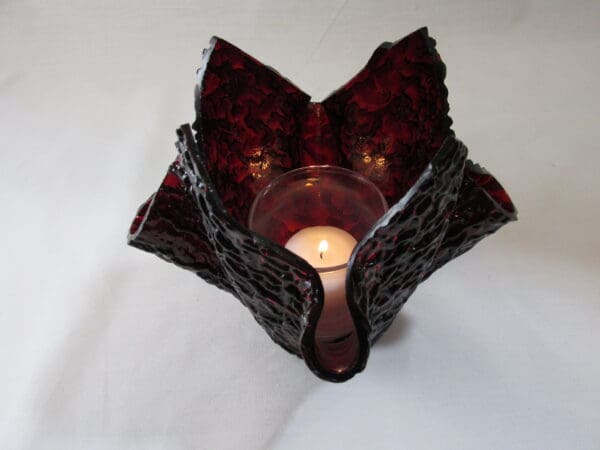 Red Granite Ripple Tall Votive Holder - Image 2