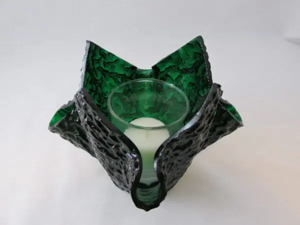 Emerald Green Granite Ripple Lotus Votive Holder - Image 2