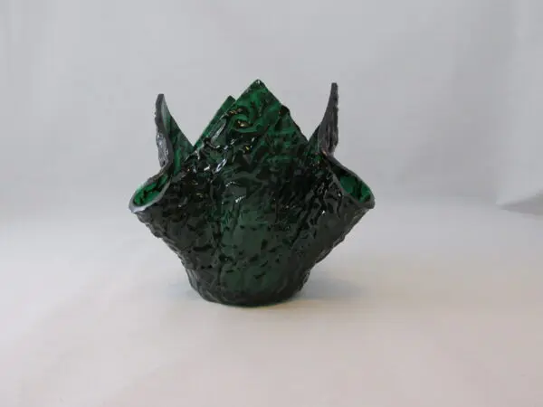 Emerald Green Granite Ripple Lotus Votive Holder - Image 2