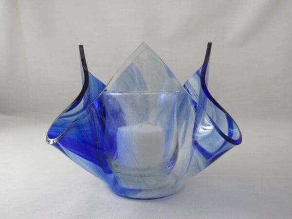 Cobalt Blue Baroque Lotus Votive Holder - Image 3