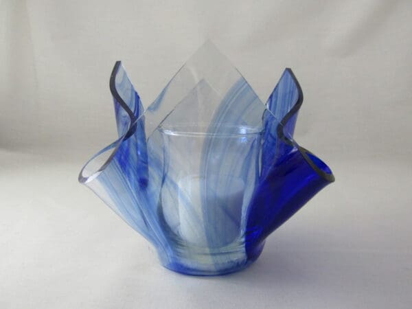 Cobalt Blue Baroque Lotus Votive Holder - Image 4