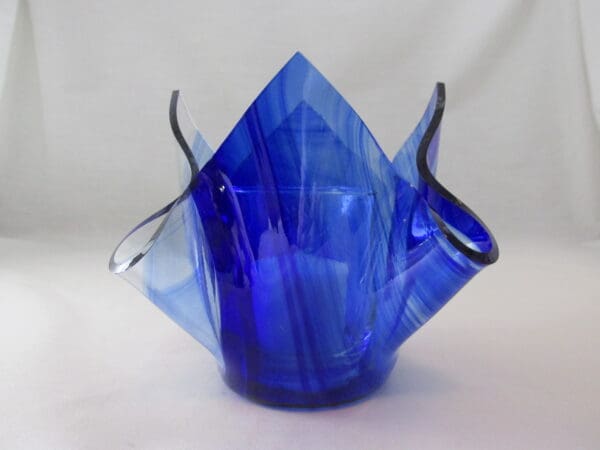 Cobalt Blue Baroque Lotus Votive Holder - Image 3