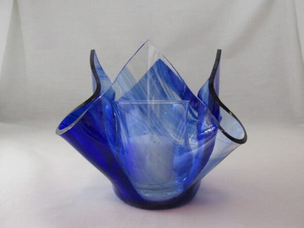 Cobalt Blue Baroque Lotus Votive Holder - Image 2