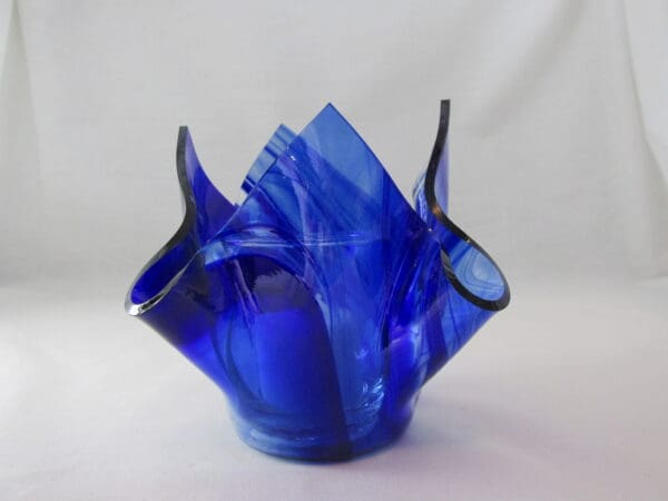 Cobalt Blue Baroque Lotus Votive Holder - Image 3