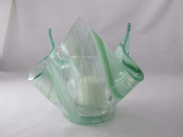 Dk Green & White Baroque Lotus Votive Holder - Image 3