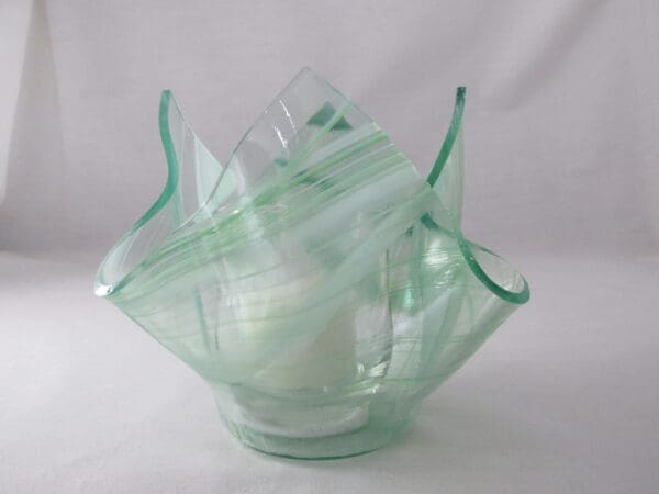 Dk Green & White Baroque Lotus Votive Holder - Image 2