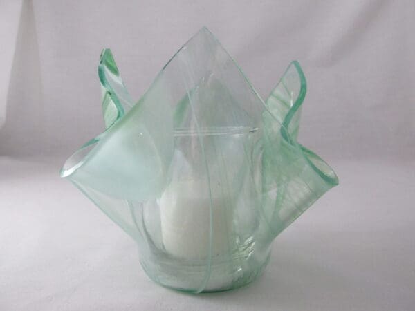 Dk Green & White Baroque Lotus Votive Holder - Image 4