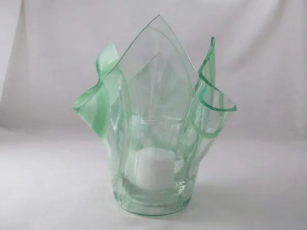 Dk Green & White Baroque Tall Votive Holder - Image 2