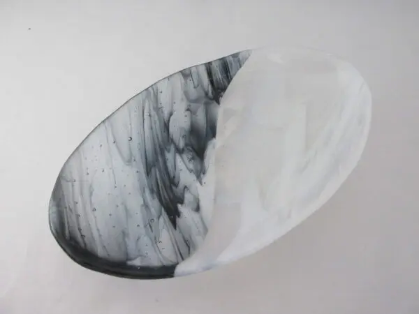 Ying/Yang Black & White Wispy Oval Serving Dish