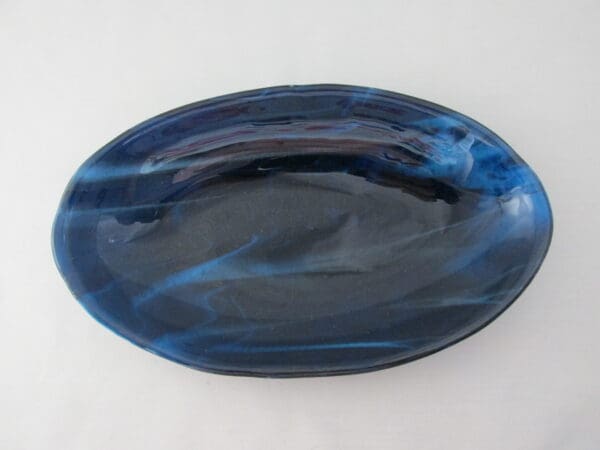 Copper Blue & White Streaky Oval Serving Dish - Image 2