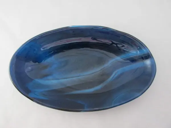 Copper Blue & White Streaky Oval Serving Dish - Image 2