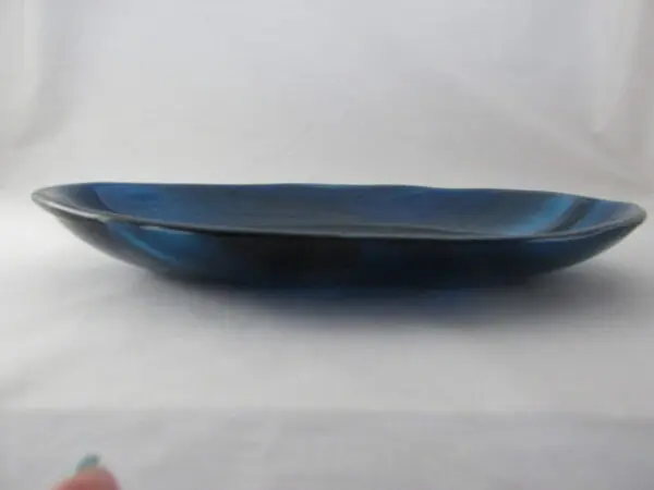 Copper Blue & White Streaky Oval Serving Dish - Image 3