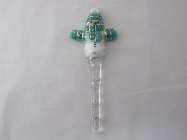 Large Snowman Ornament- Lt Aquamarine Blue - Image 2