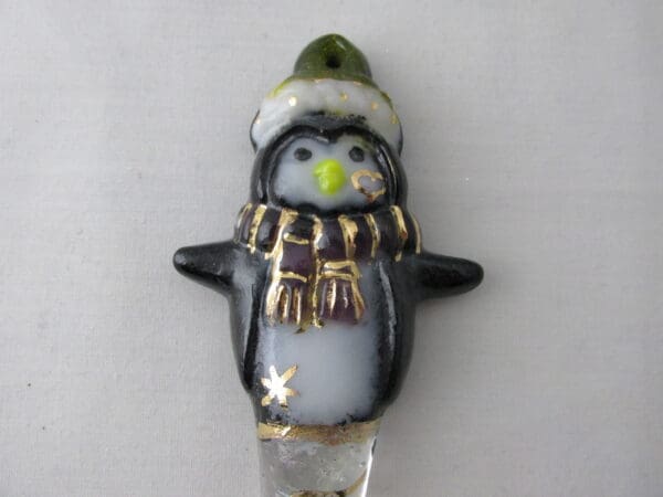 Penguin Icicle Ornament - Yellow/Violet